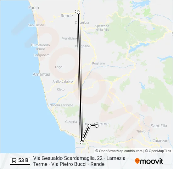 53 B Bus Line Map