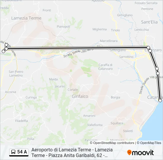 54 A Bus Line Map