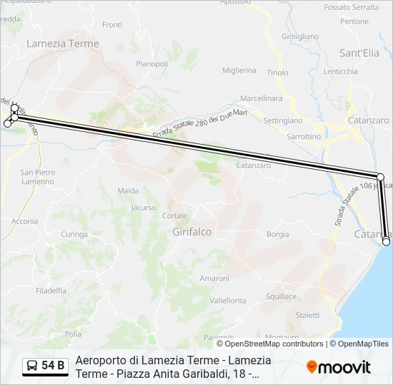 Percorso linea bus 54 B
