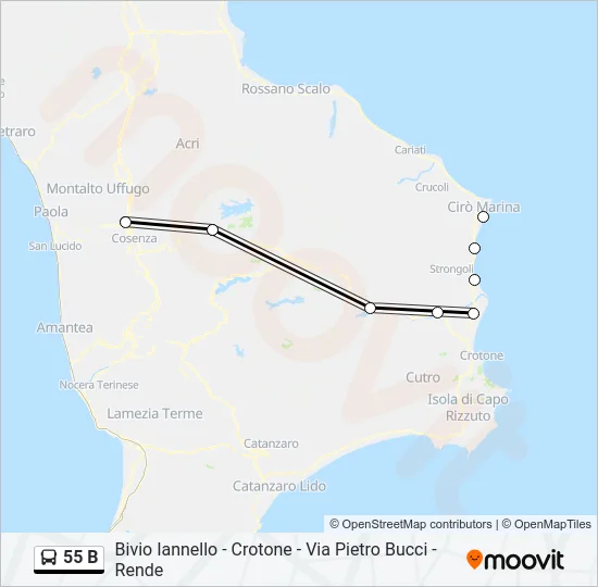 55 B Bus Line Map