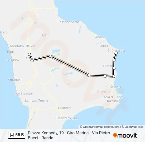 55 B Bus Line Map