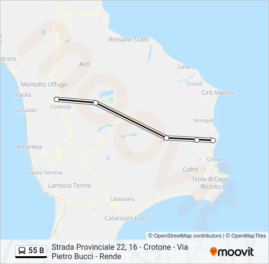 55 B Bus Line Map