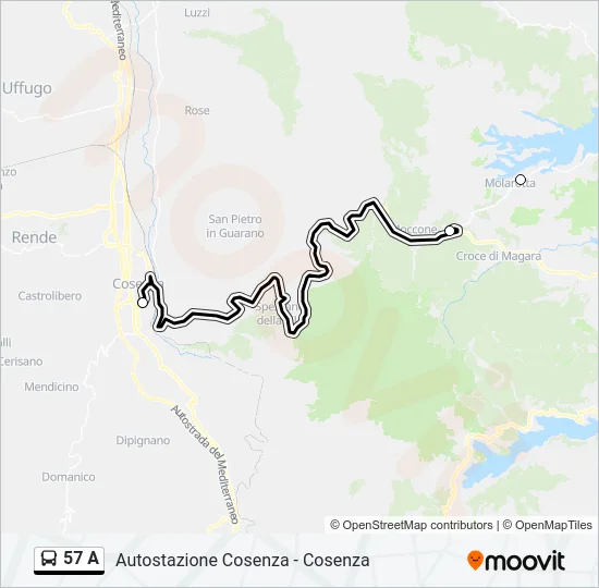 57 A Bus Line Map
