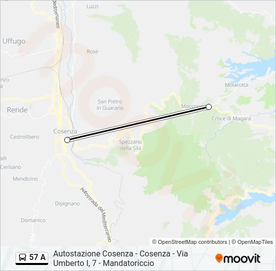 57 A Bus Line Map