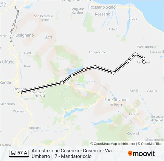 57 A Bus Line Map