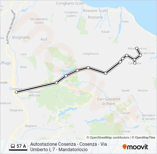 57 A Bus Line Map