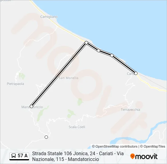 57 A Bus Line Map