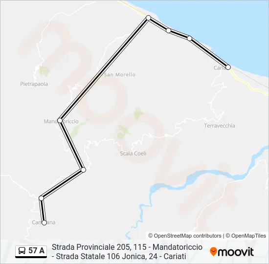 57 A Bus Line Map