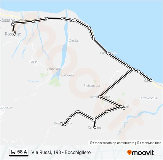 58 A Bus Line Map