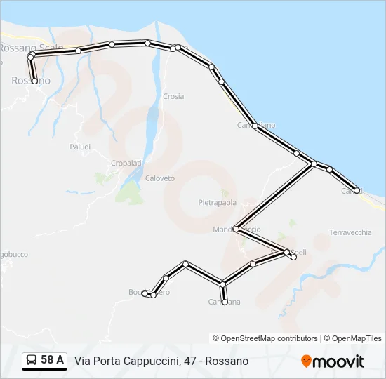 58 A Bus Line Map