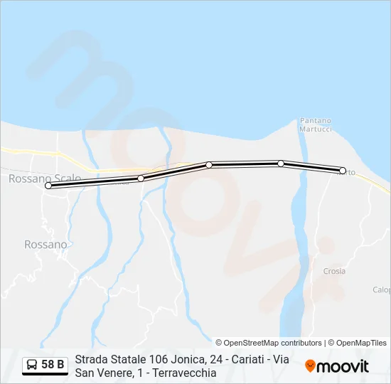 58 B Bus Line Map