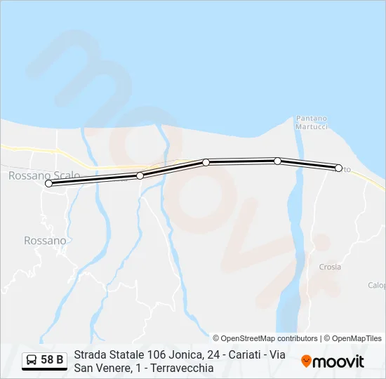 58 B Bus Line Map