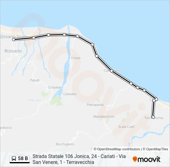 58 B Bus Line Map