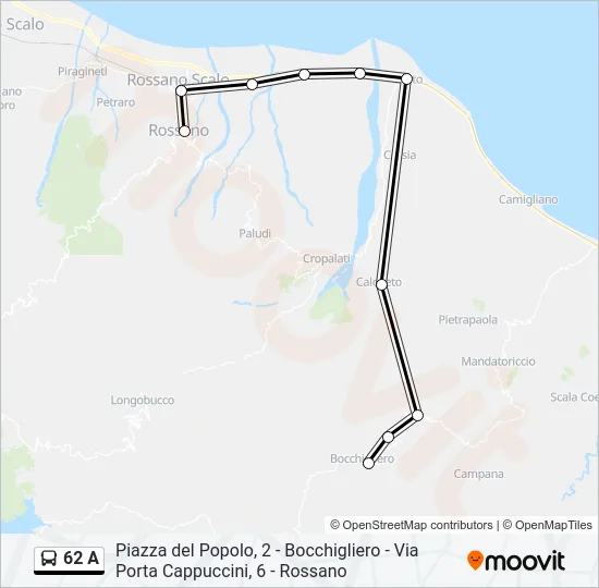 62 A Bus Line Map