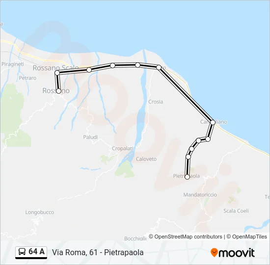 64 A Bus Line Map