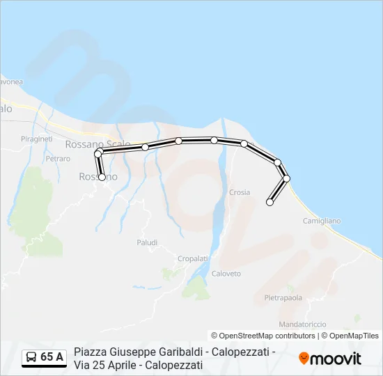 65 A Bus Line Map