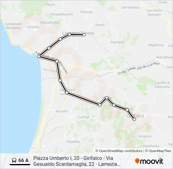 66 A Bus Line Map