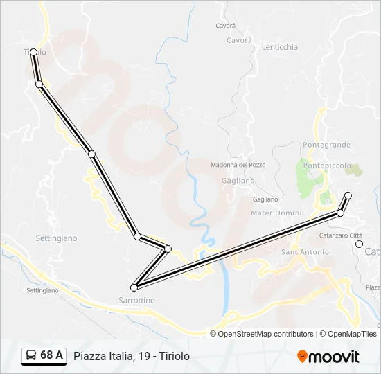 68 A Bus Line Map