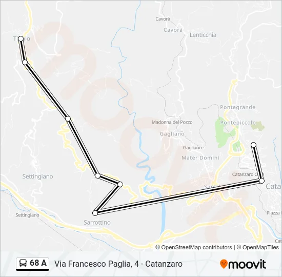 68 A Bus Line Map