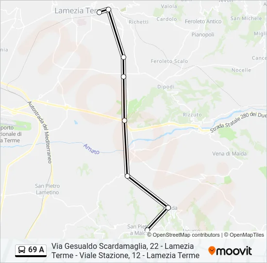 69 A Bus Line Map
