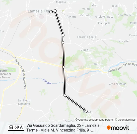 69 A Bus Line Map