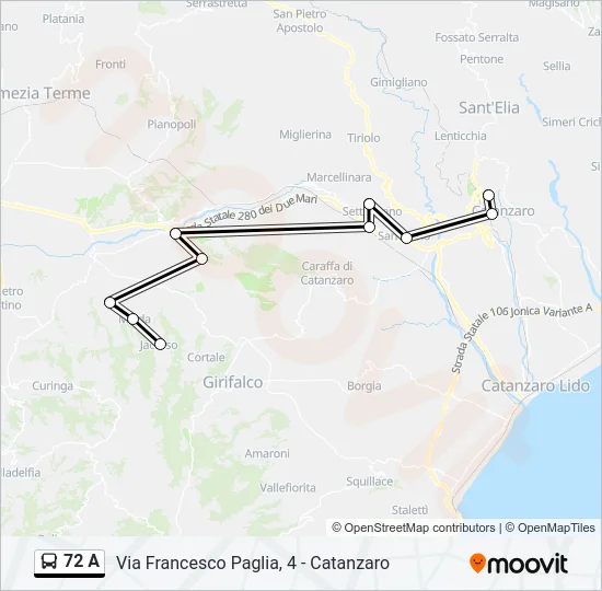 72 A Bus Line Map