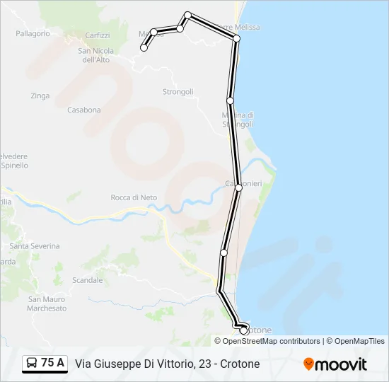 75 A Bus Line Map