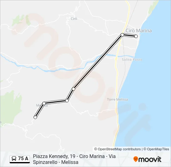 75 A Bus Line Map