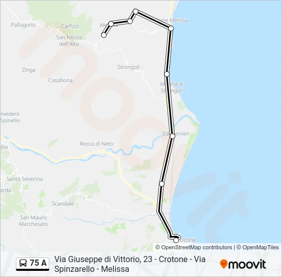 75 A Bus Line Map