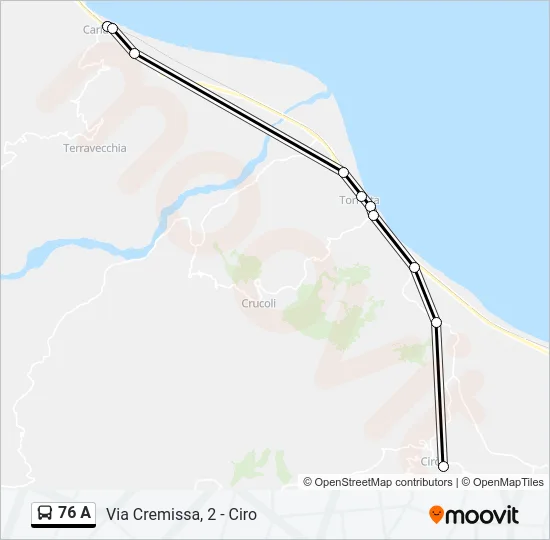 76 A Bus Line Map