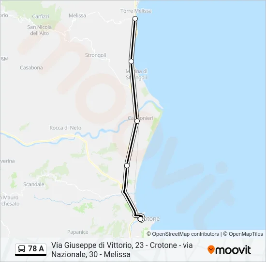 78 A Bus Line Map