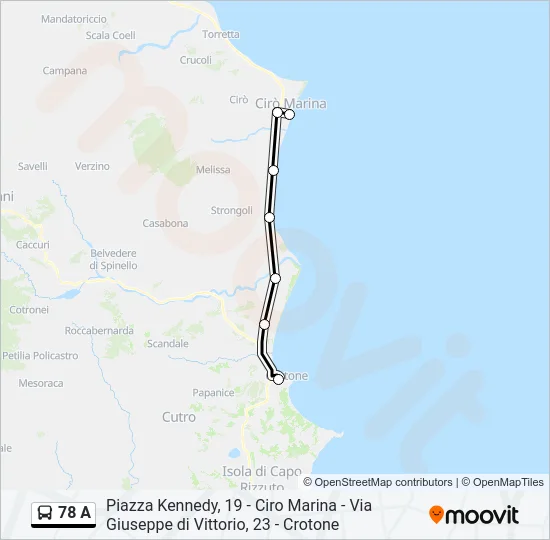 78 A Bus Line Map