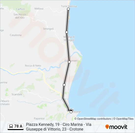 78 A Bus Line Map