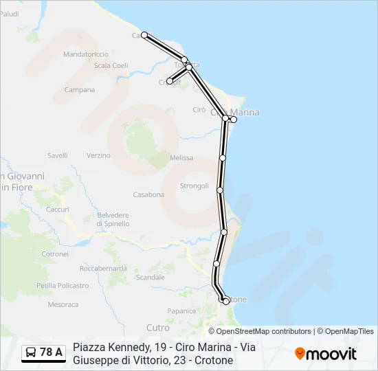 78 A Bus Line Map