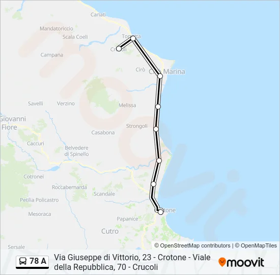78 A Bus Line Map