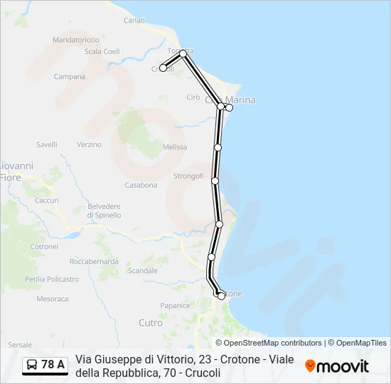 78 A Bus Line Map