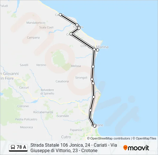 78 A Bus Line Map