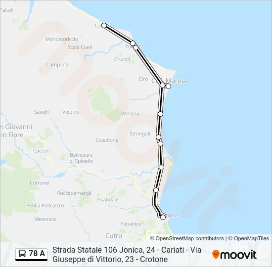78 A Bus Line Map