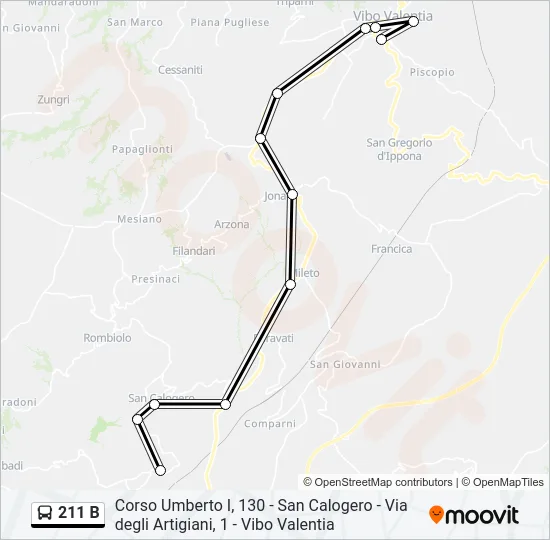 211 B Bus Line Map