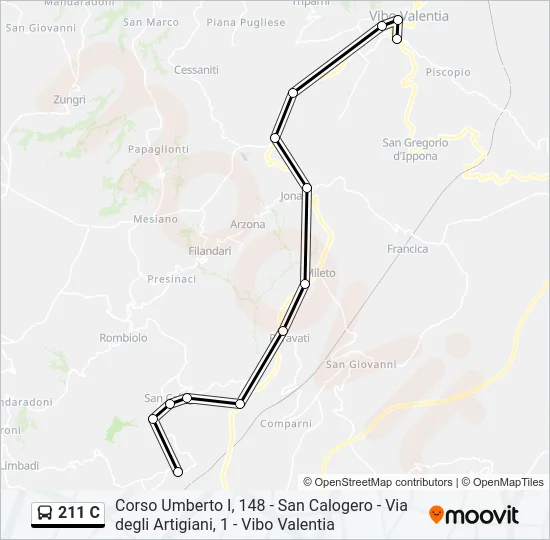 211 C Bus Line Map