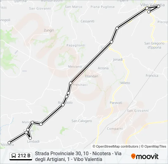 212 B Bus Line Map
