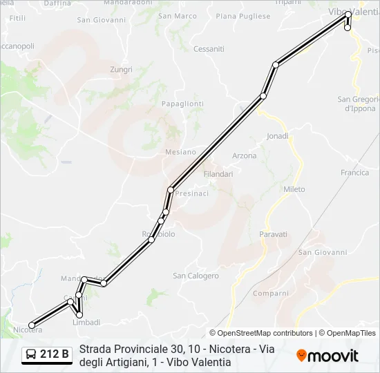 212 B Bus Line Map
