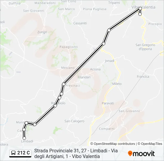 212 C Bus Line Map