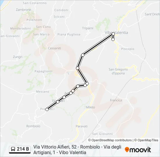 214 B Bus Line Map