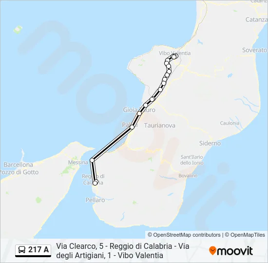 217 A Bus Line Map