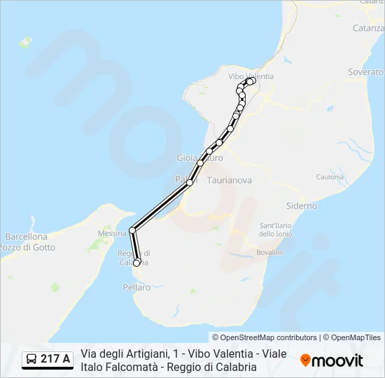 217 A Bus Line Map