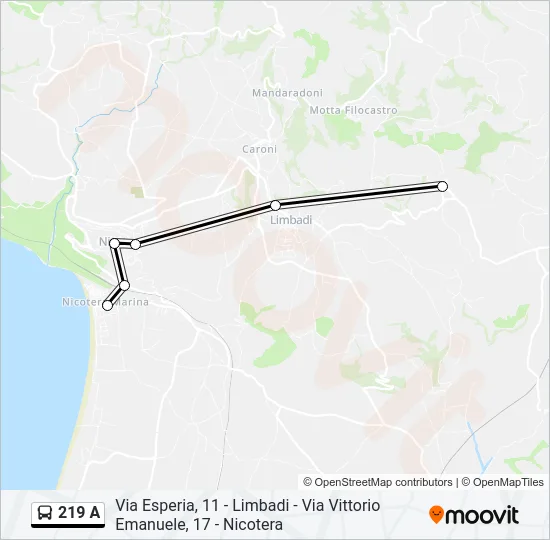 219 A Bus Line Map