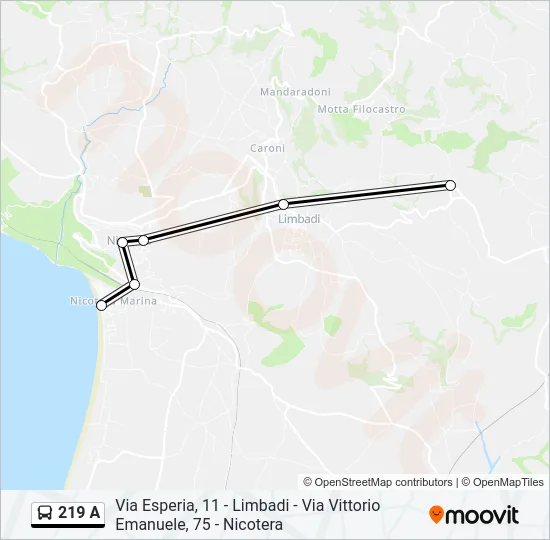 219 A Bus Line Map