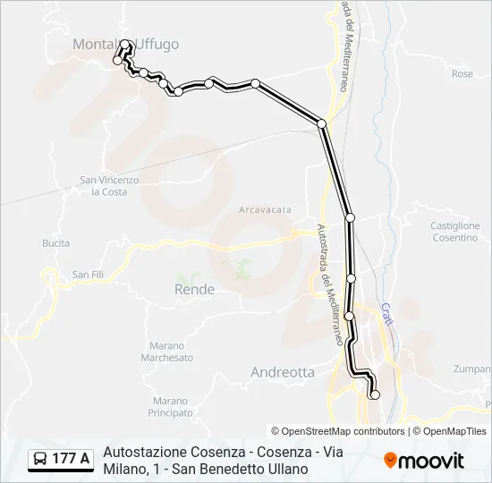 177 A Bus Line Map
