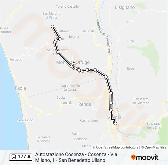 177 A Bus Line Map